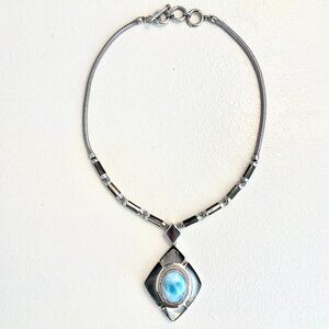 MARAHLAGO, LARIMAR & MOTHER OF PEARL NECKLACE